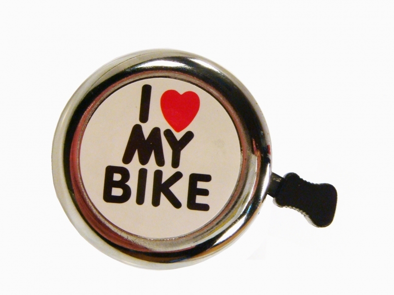 zvonek I love my bike - chromovaný